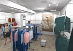 Интерьер спорт-магазина. Торговое оборудование для одежды