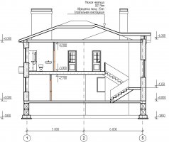 Двухэтажный жилой дом. Разрез